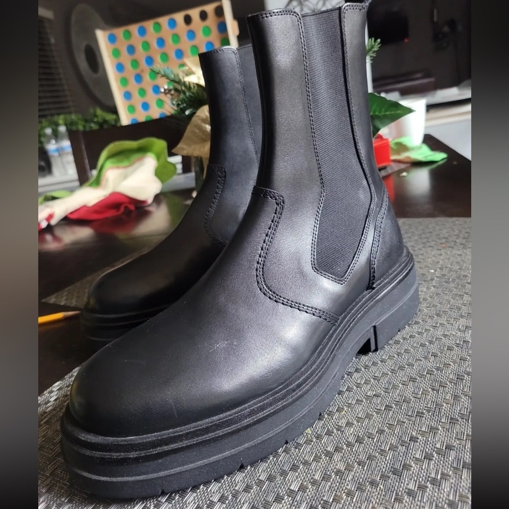 Zara black lug sole boots